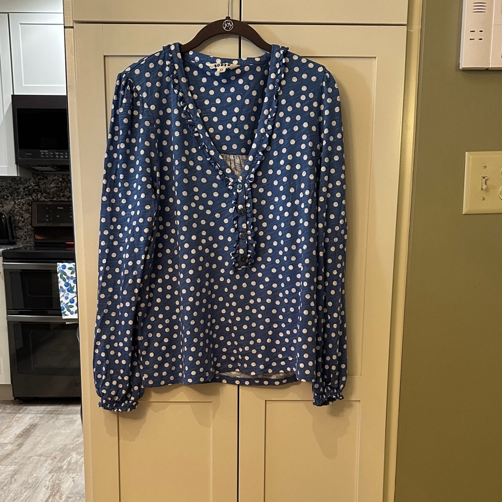 Boden Blue Polka Dot Blouse